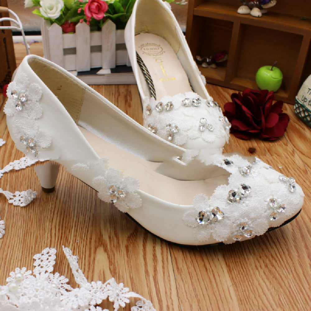 Wedding White Anklet High Heels Shoes & Bags