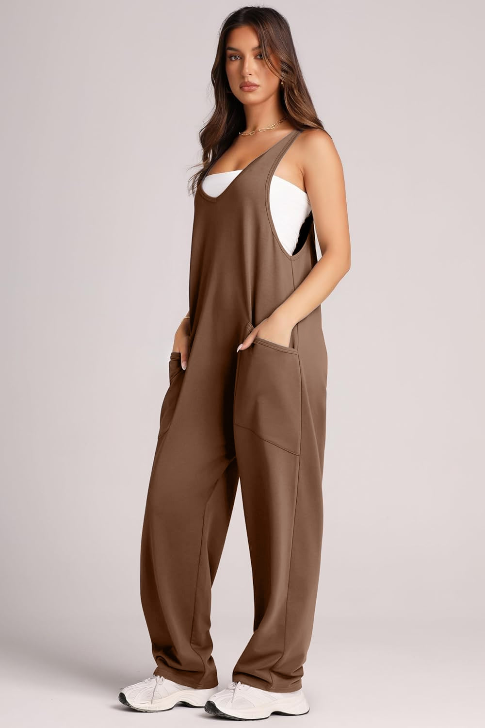 Wide Strap Jumpsuit with Pockets Bottom wear