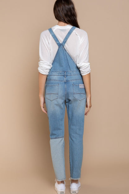 POL Front Chest Zipper Slim Leg Denim Overalls apparel & accessories