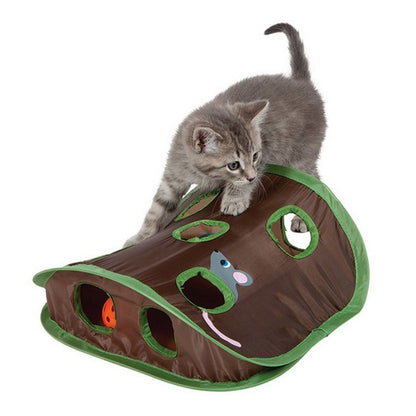 Cute Pet Cat Interactive Hide Seek Game 9 Holes Tunnel Mouse Hunt Intelligence Toy Pet Hidden Hole Kitten Foldable Toys Dog Toys