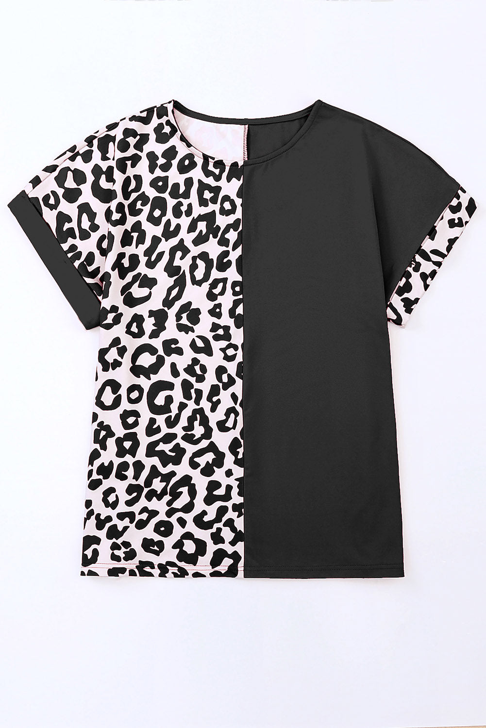 Plus Size Leopard Round Neck T-Shirt Dresses & Tops