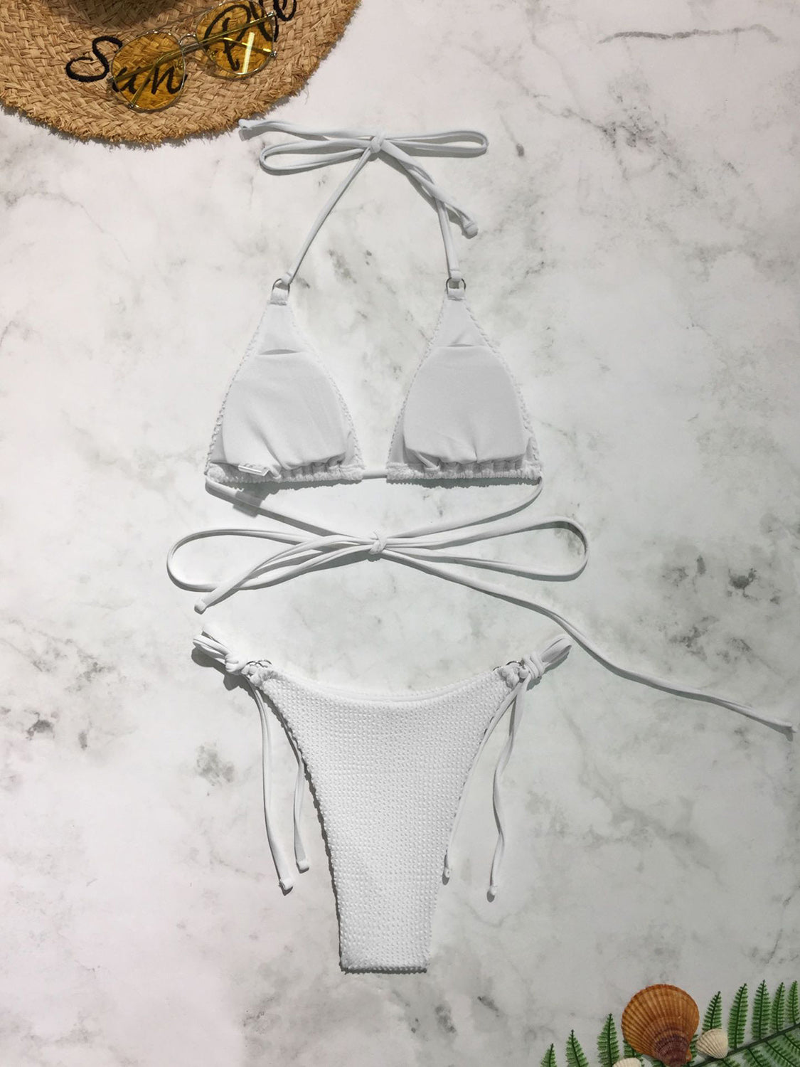 Textured Halter Neck Two-Piece Bikini Set apparel & accessories