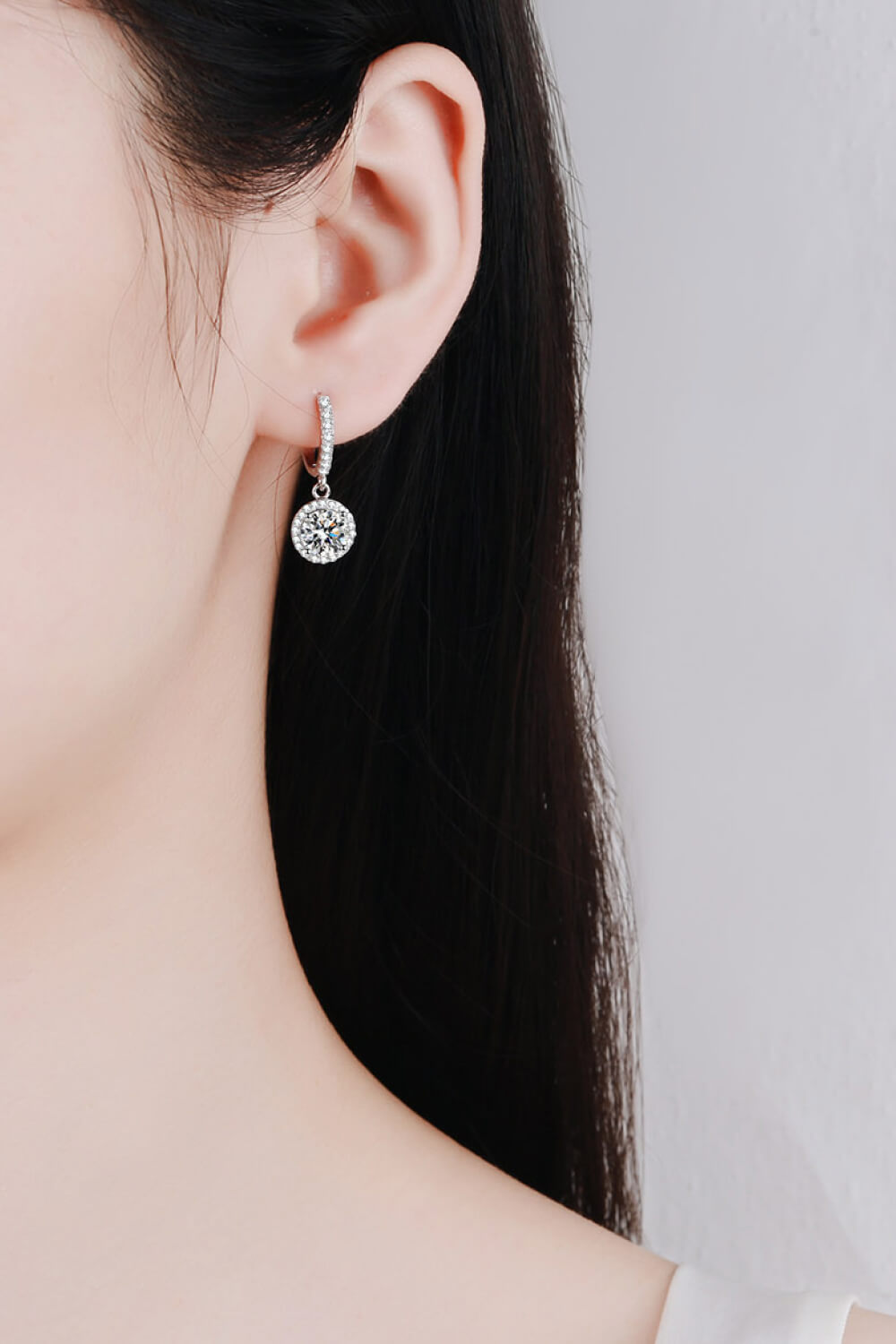 Moissanite Round-Shaped Drop Earrings apparel & accessories