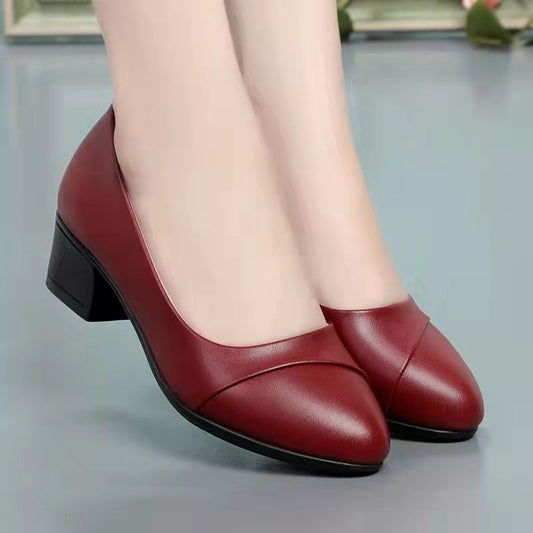 Female Low Heel Soft Bottom Comfortable And Non-slip Fashion Leather Shoes Shoes & Bags