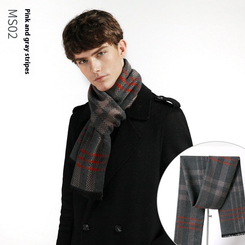 Simple Plaid Warm Keeping Artificial Cashmere Scarf Men's Scarves