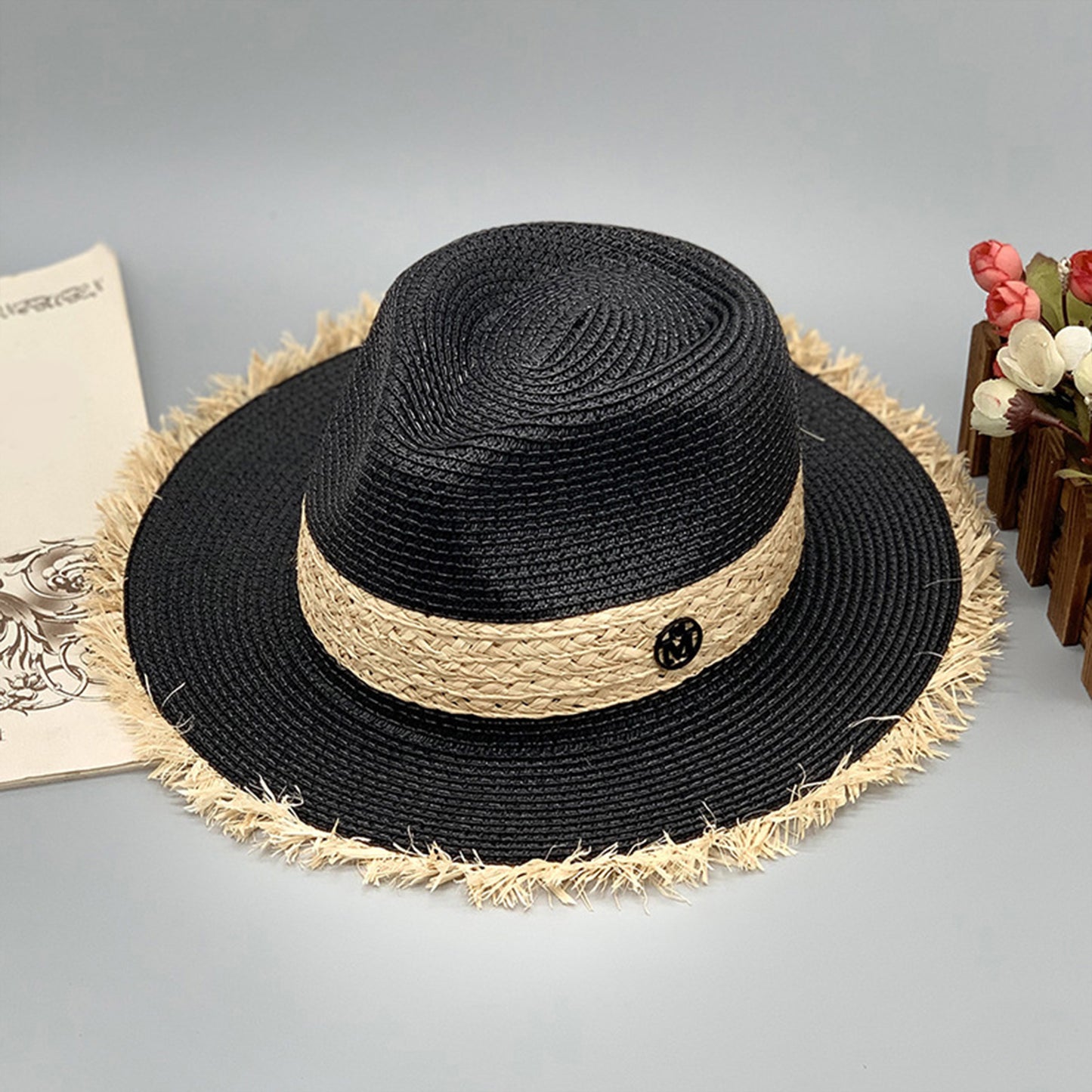 Raw Hem Raffia Hat Accessories for women