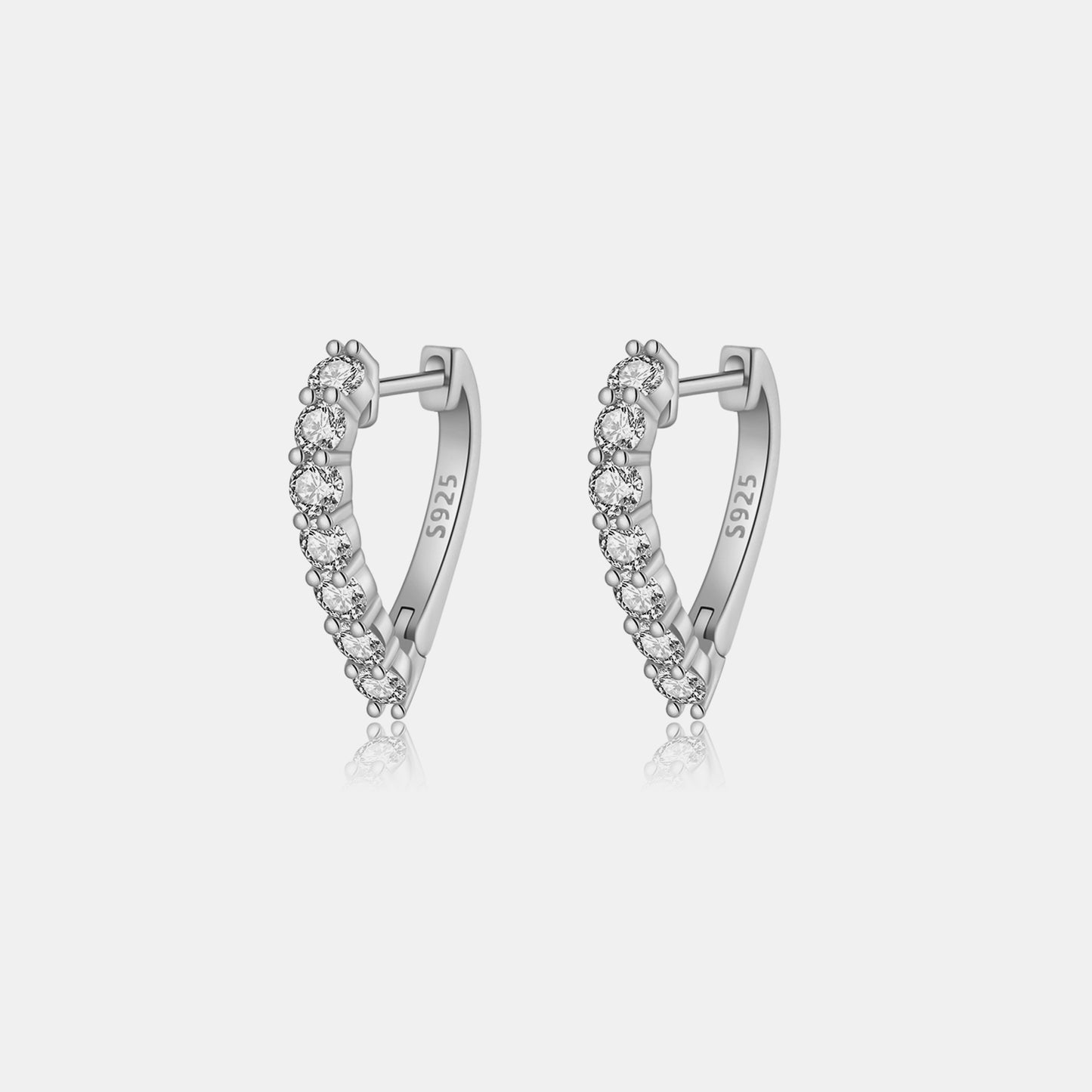 Inlaid Zircon 925 Sterling Silver Heart Earrings apparel & accessories