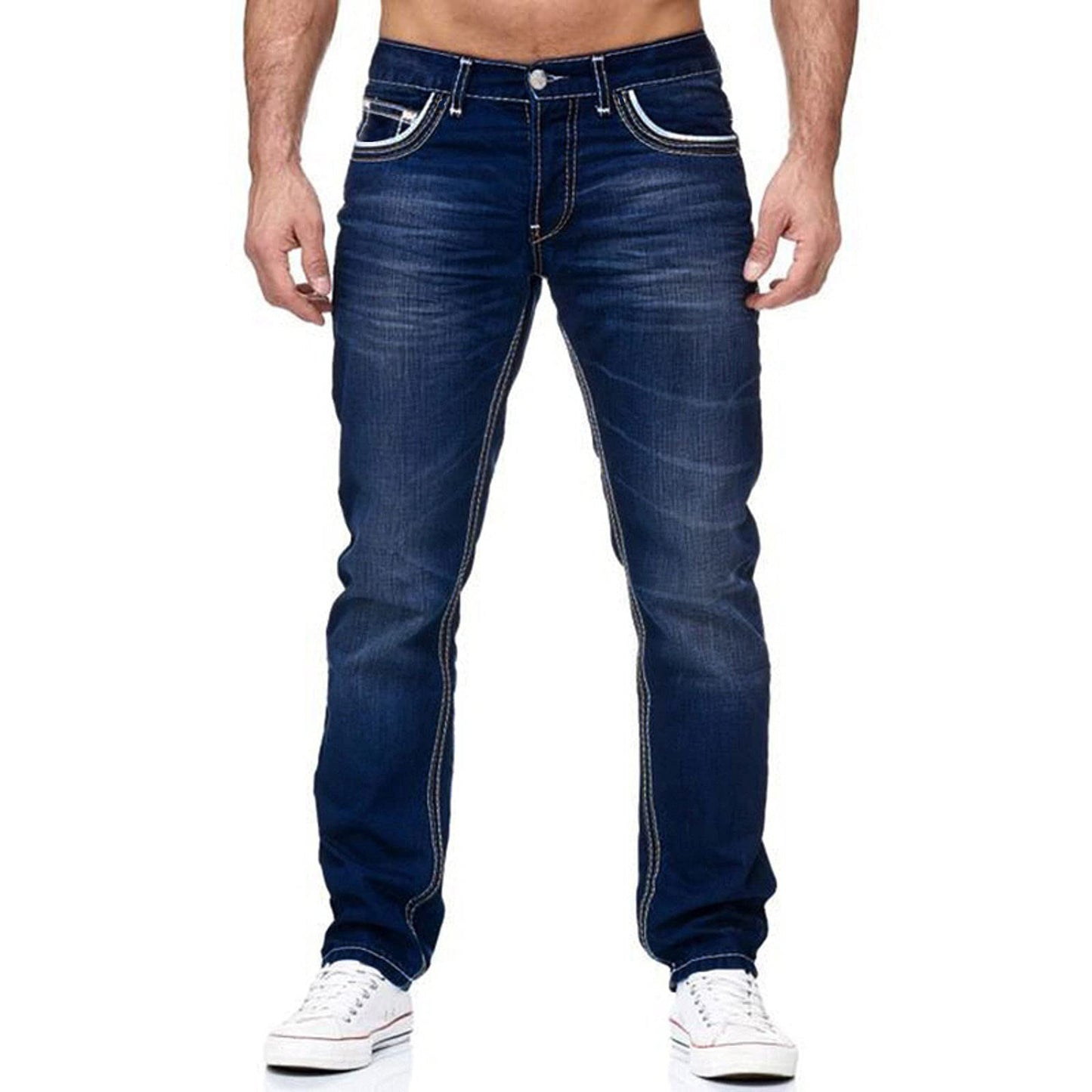 High Quality Blue Slim-fitting Simple Small Straight-leg Jeans apparel & accessories
