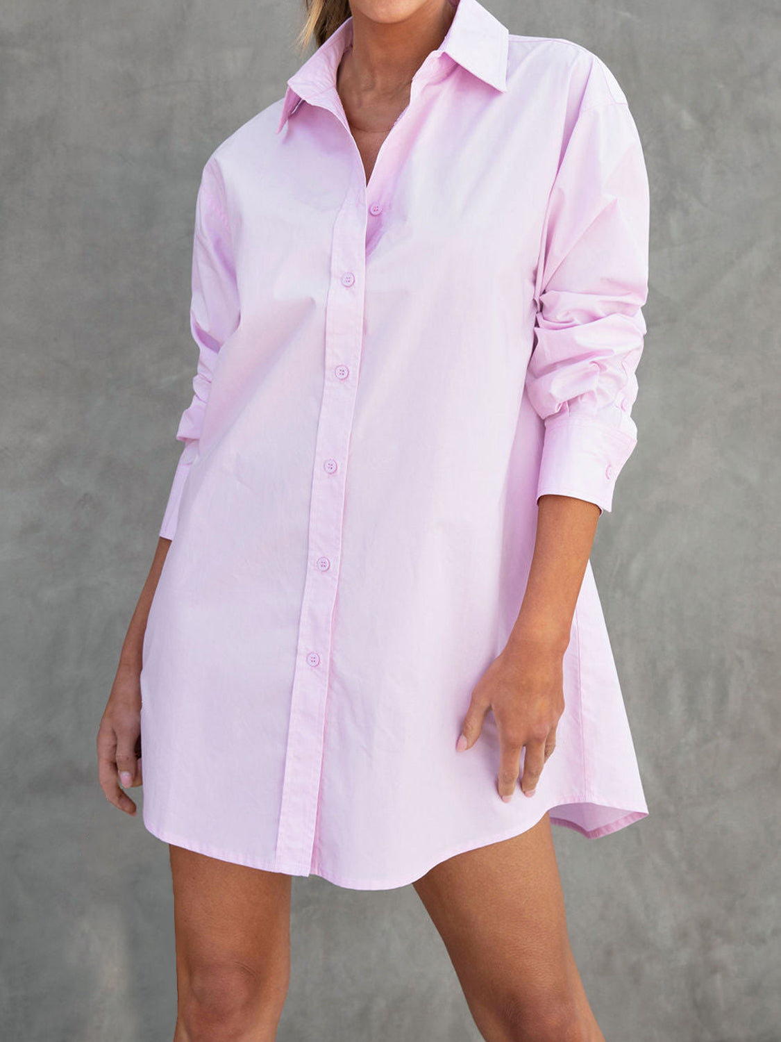 Button Up Long Sleeve Mini Shirt Dress apparel & accessories