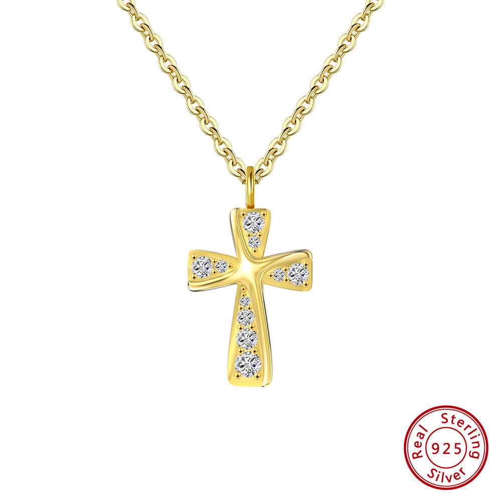 Cross Necklace High-grade Inlaid Full Diamond S925 Sterling Silver Jewelry