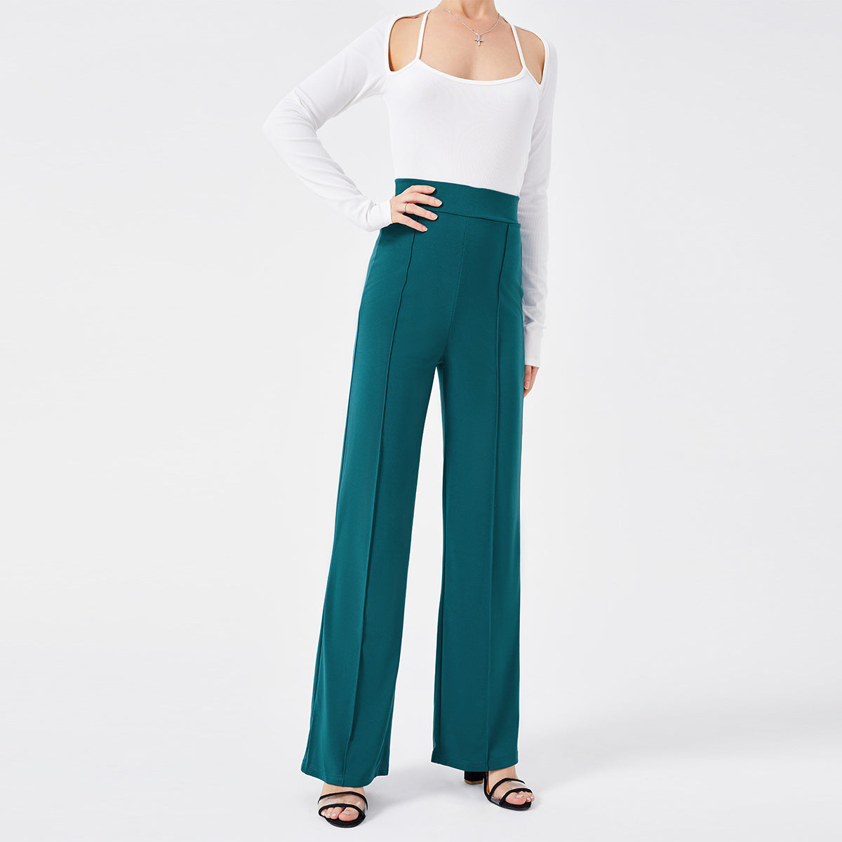 Solid Color Casual Pants Slim, High-waisted Bell Bottoms apparels & accessories