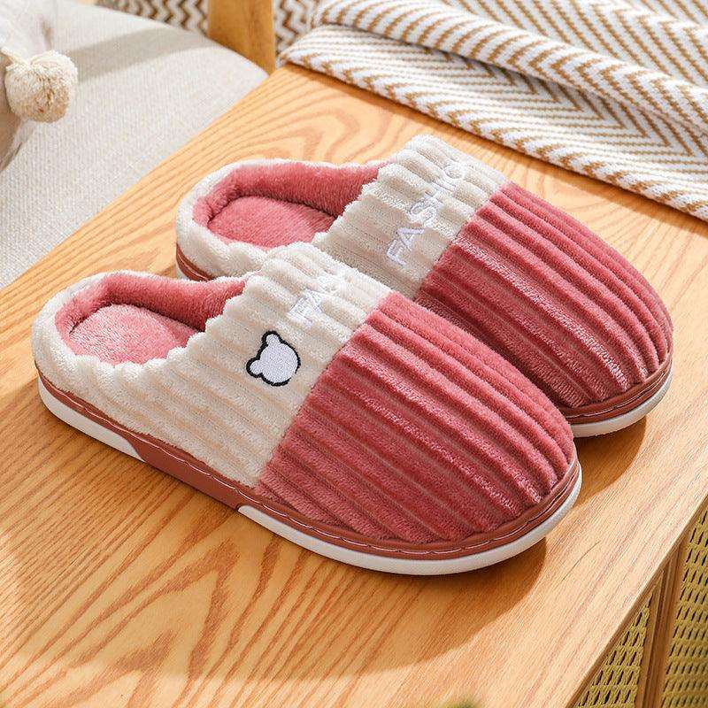 Bear Embroidery Home Couple Winter Slippers Shoes & Bags