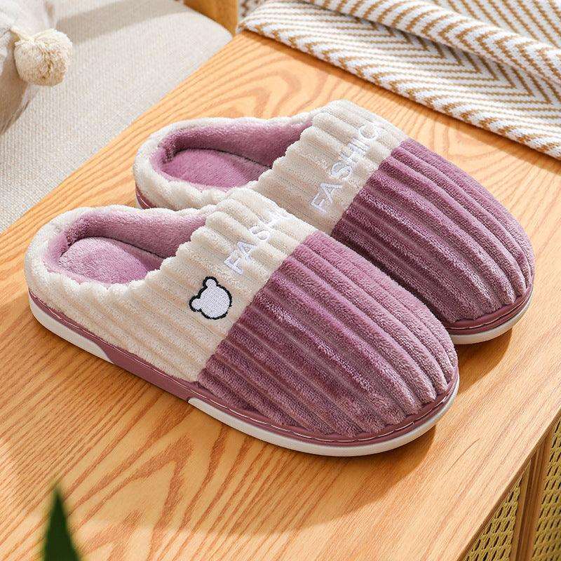 Bear Embroidery Home Couple Winter Slippers Shoes & Bags