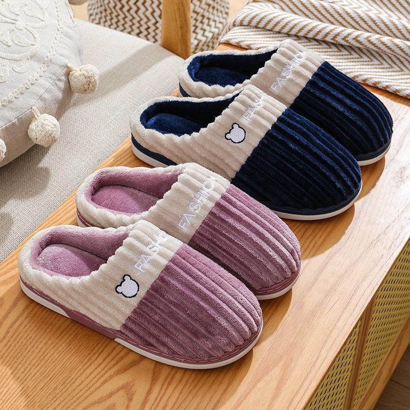 Bear Embroidery Home Couple Winter Slippers Shoes & Bags