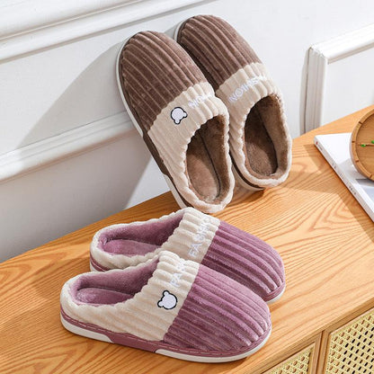 Bear Embroidery Home Couple Winter Slippers Shoes & Bags