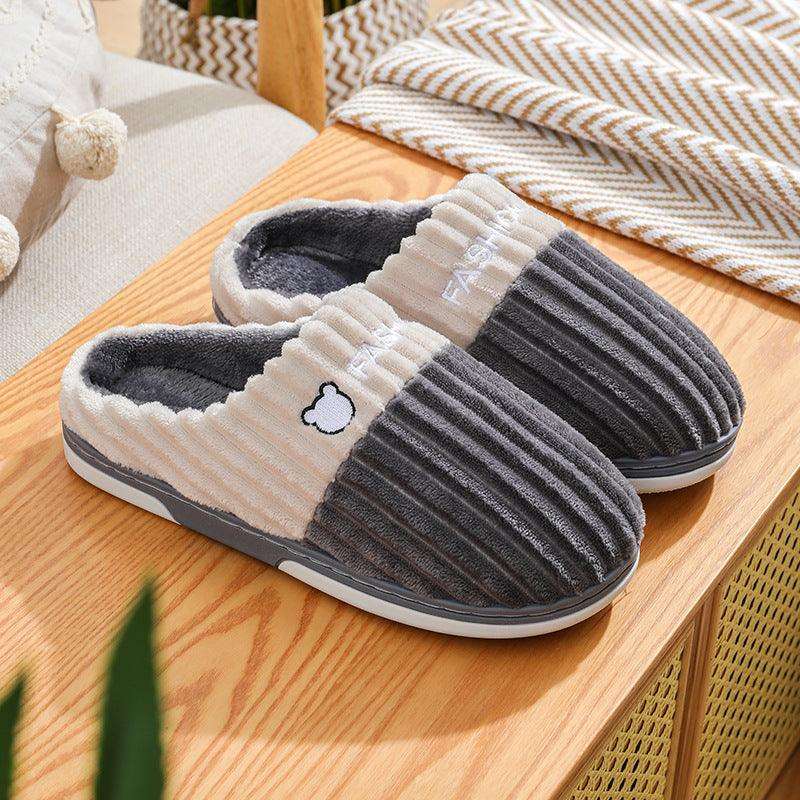 Bear Embroidery Home Couple Winter Slippers Shoes & Bags