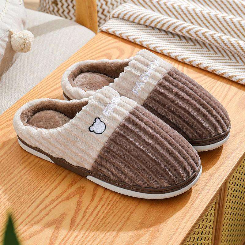 Bear Embroidery Home Couple Winter Slippers Shoes & Bags