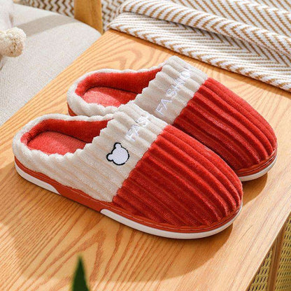 Bear Embroidery Home Couple Winter Slippers Shoes & Bags