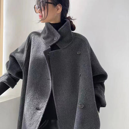 Double-sided Cashmere Coat Simple All-matching Long Turtleneck Cardigan 0