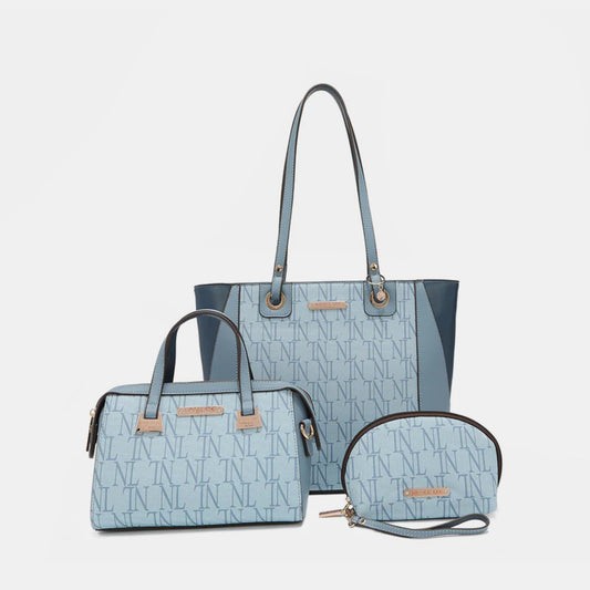 Nicole Lee USA 3-Piece Letter Print Texture Handbag Set apparels & accessories