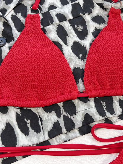 Textured Halter Neck Two-Piece Bikini Set apparel & accessories