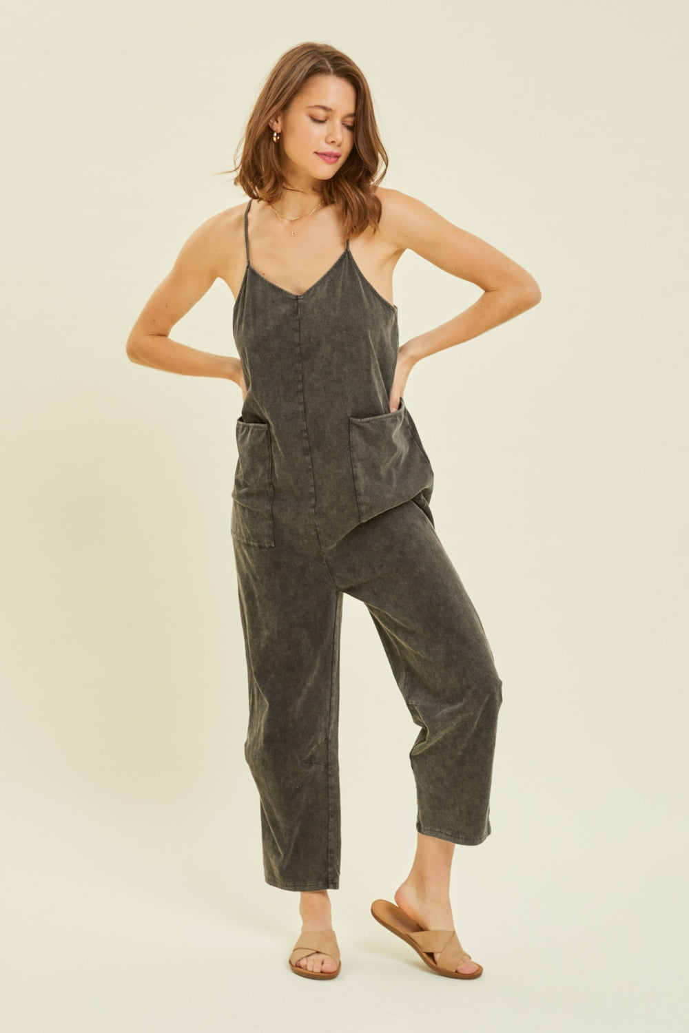 HEYSON Full Size Mineral-Washed Oversized Jumpsuit with Pockets Bottom wear