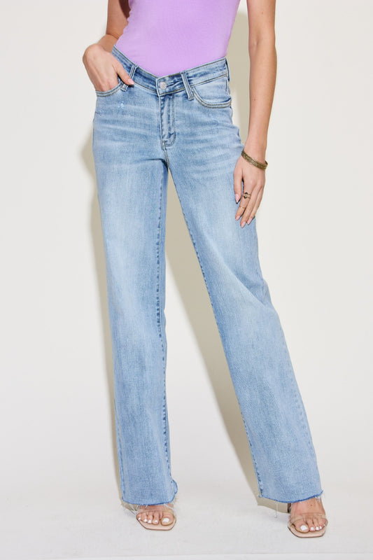 Judy Blue V Front Waistband Straight Jeans apparel & accessories