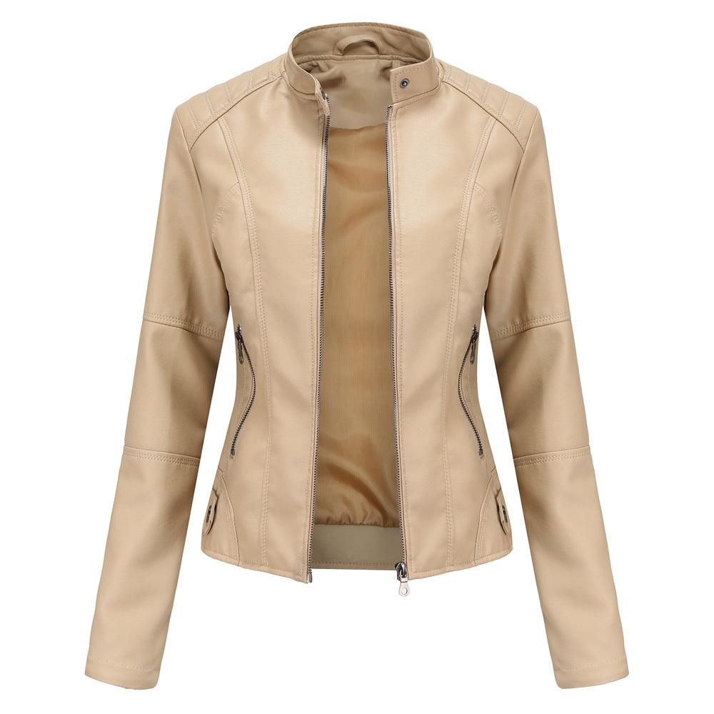 Biker Oversized Stand Collar Leather Jacket winter clothes for women