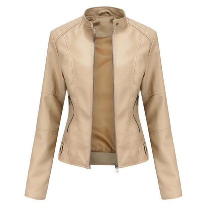 Biker Oversized Stand Collar Leather Jacket winter clothes for women