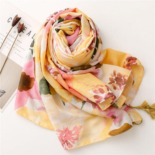 Blooming Color Cotton Scarf Soft Shawl scarves, Shawls & Hats