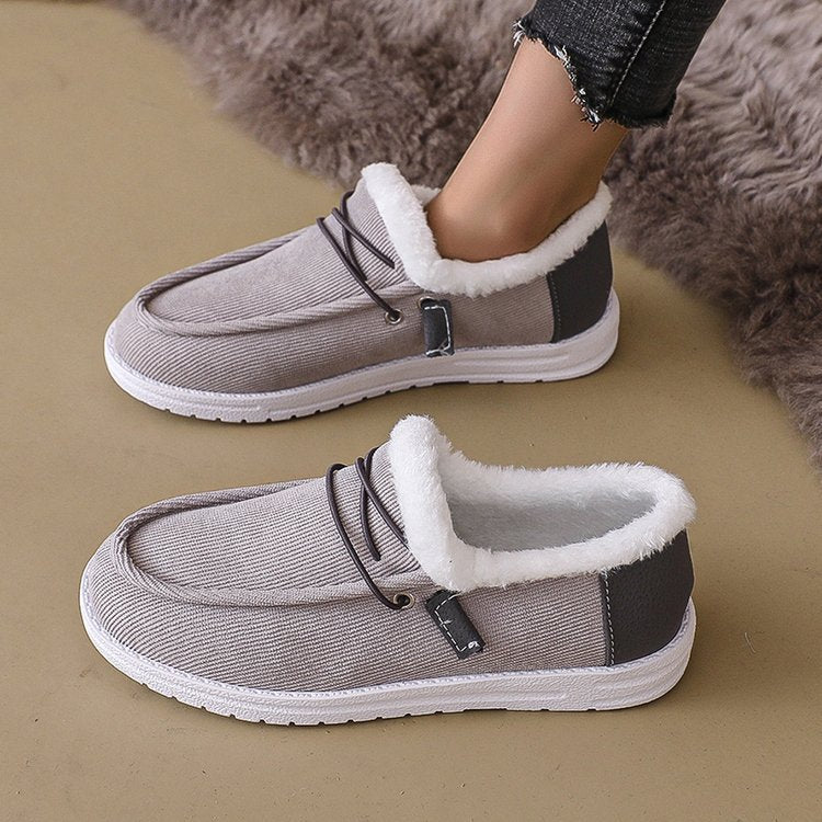 Women's Fleece-lined Warm Winter Thick-soled Fur Snow Boots Shoes & Bags