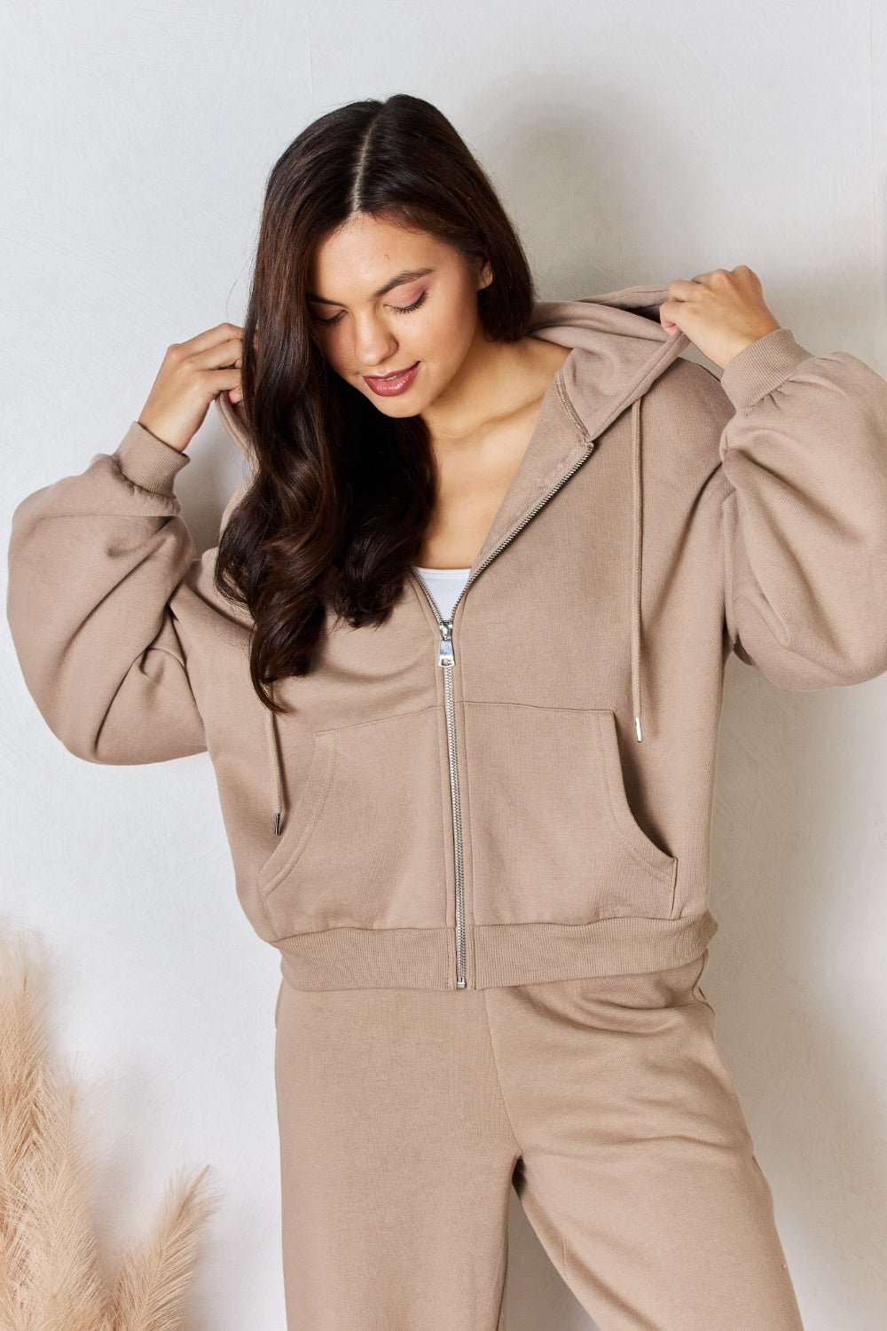 RISEN Oversized Zip Up Drawstring Hoodie Dresses & Tops