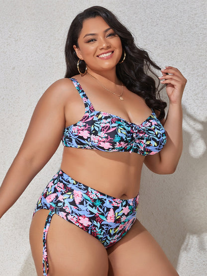 Plus Size Printed Wide Strap Two-Piece Swim Set apparel & accessories