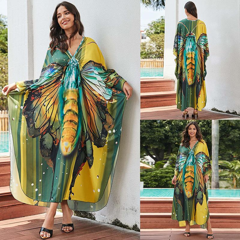 European And American Printed Chest Woven Beach Cover-up apparel & accessories