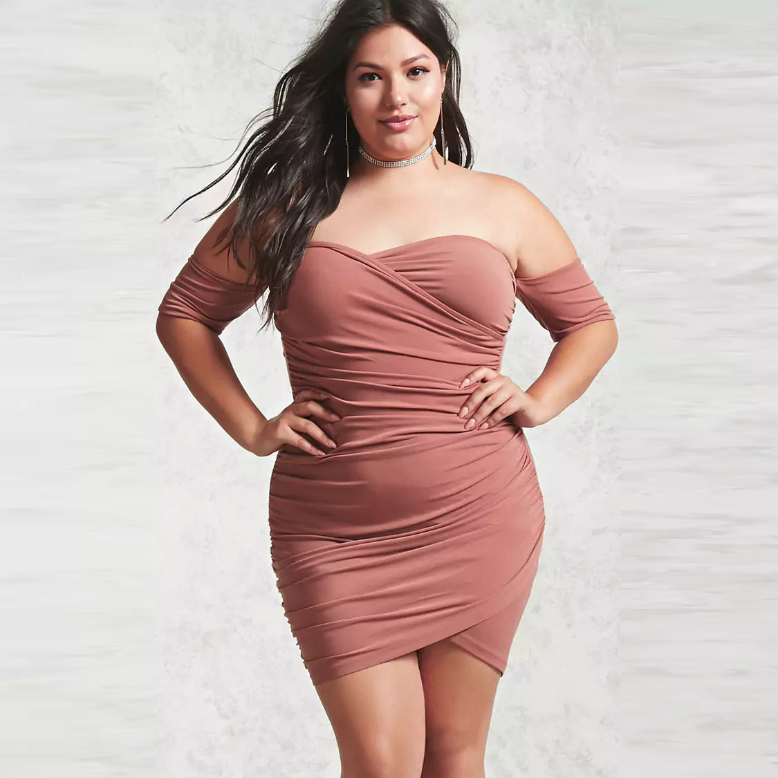 One-Neck Halter Short Skirt Plus Size Lady Dress Dresses & Tops