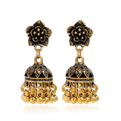 Bohemian Ethnic Carved Vintage Pattern Creative Bell Earrings Jewelry