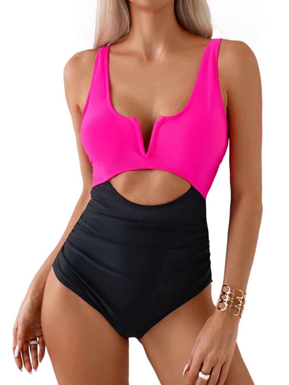 Tied Cutout Contrast One-Piece Swimwear apparel & accessories