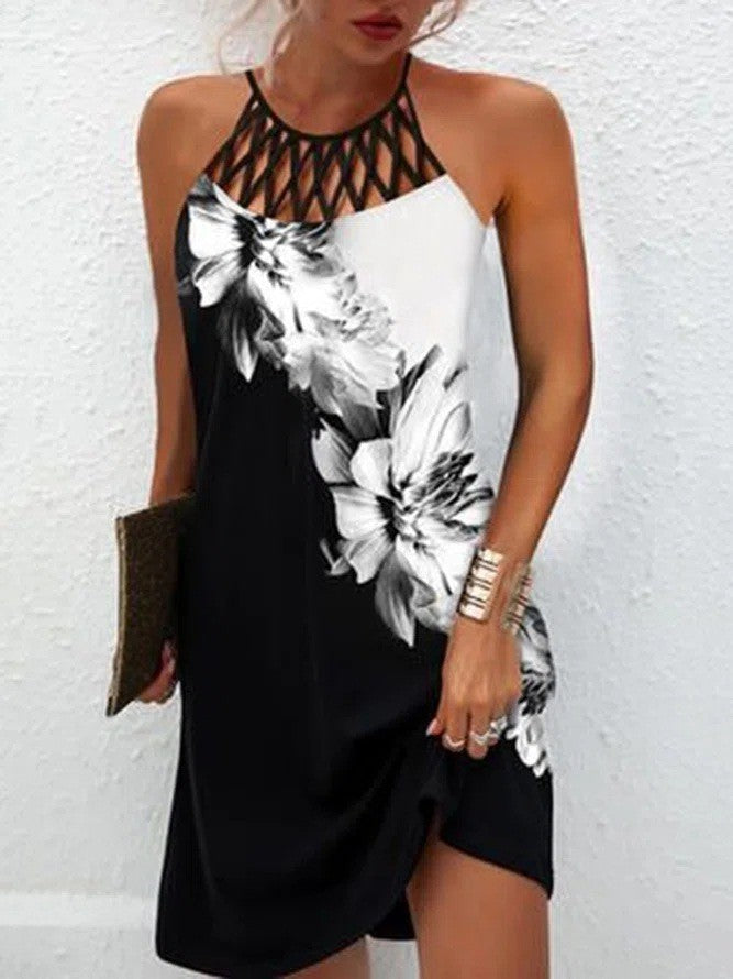 Fashion Print Dress Casual Halterneck Dresses For Women Summer Clothes apparels & accessories