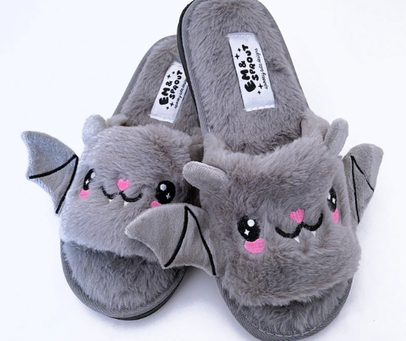 Women's Large Size Halloween Plush Bat Slippers halloween