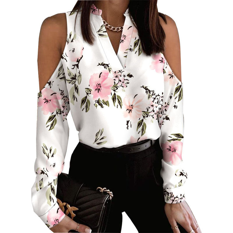 Long Sleeve Off-shoulder Long Sleeve Printed Shirt apparels & accessories