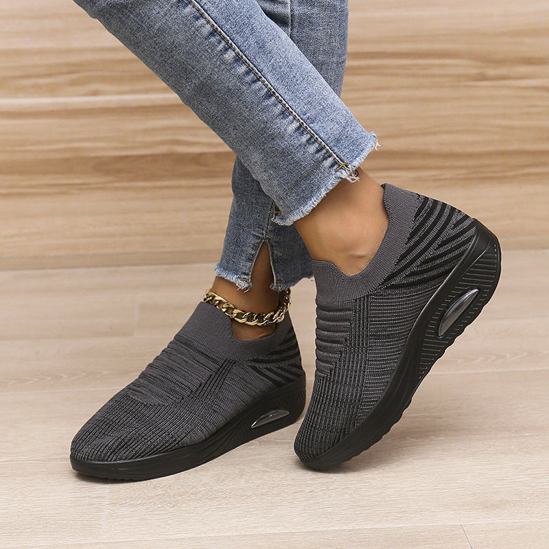 Stripe Design Mesh Flats Women Shoes & Bags