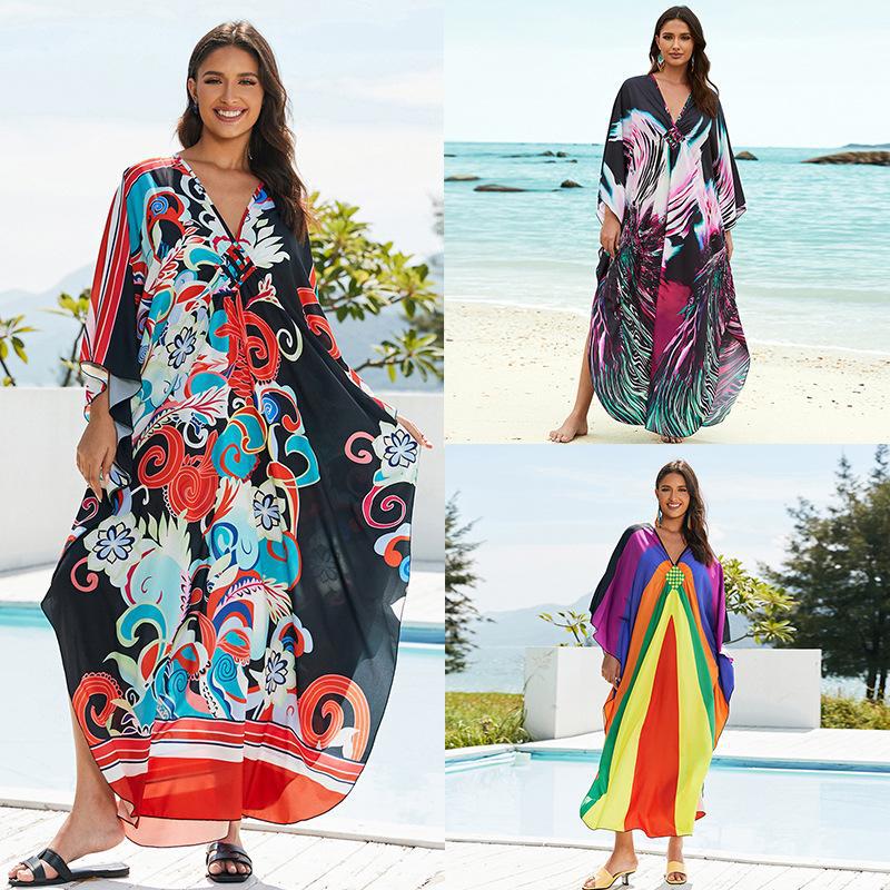 European And American Printed Chest Woven Beach Cover-up apparel & accessories