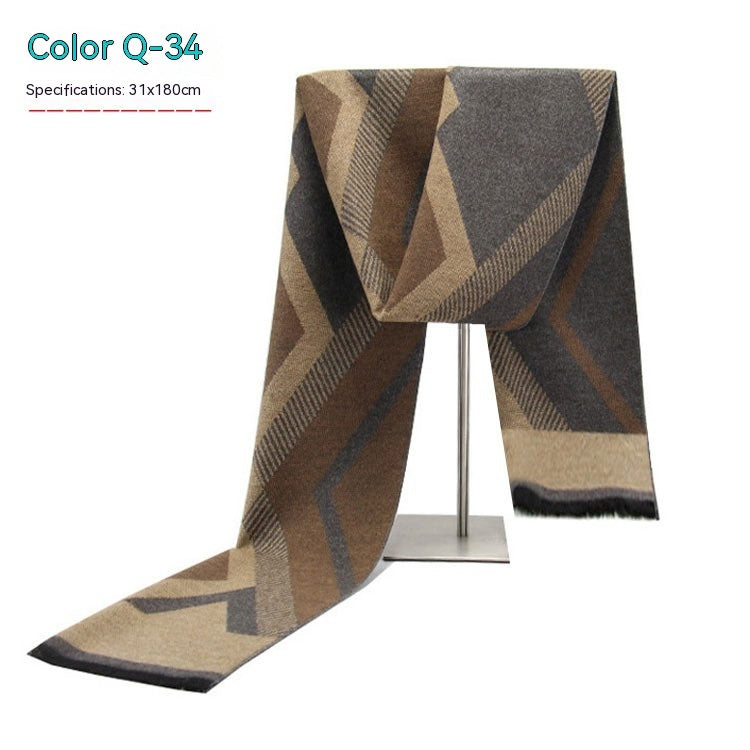 Men's Striped Winter Warm Artificial Cashmere Scarf Men's Scarves