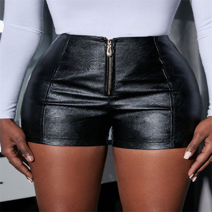 Leather Shorts Women's All-match High Waist Autumn And Winter Leather Pants Casual Base Bootcuts apparel & accessories