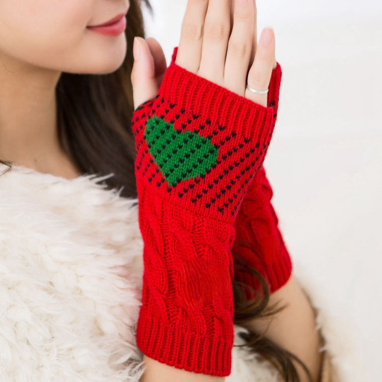 Typing Female Heart Peach Heart Christmas Gloves apparels & accessories