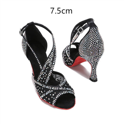 Diamond-embedded Latin Dancing Shoes Women's Adult Shoes & Bags