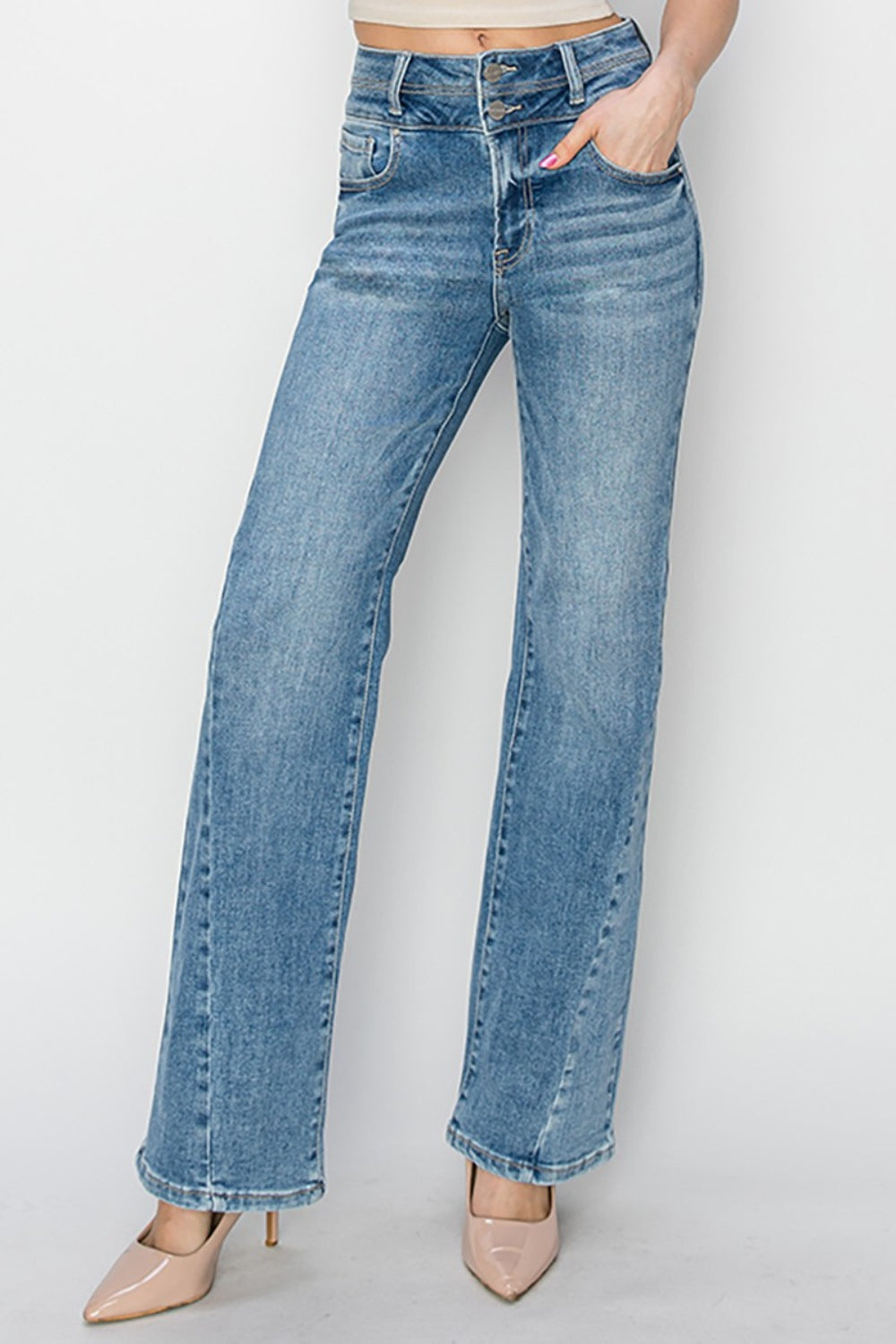 RISEN High Rise Ankle Straight Jeans Bottom wear