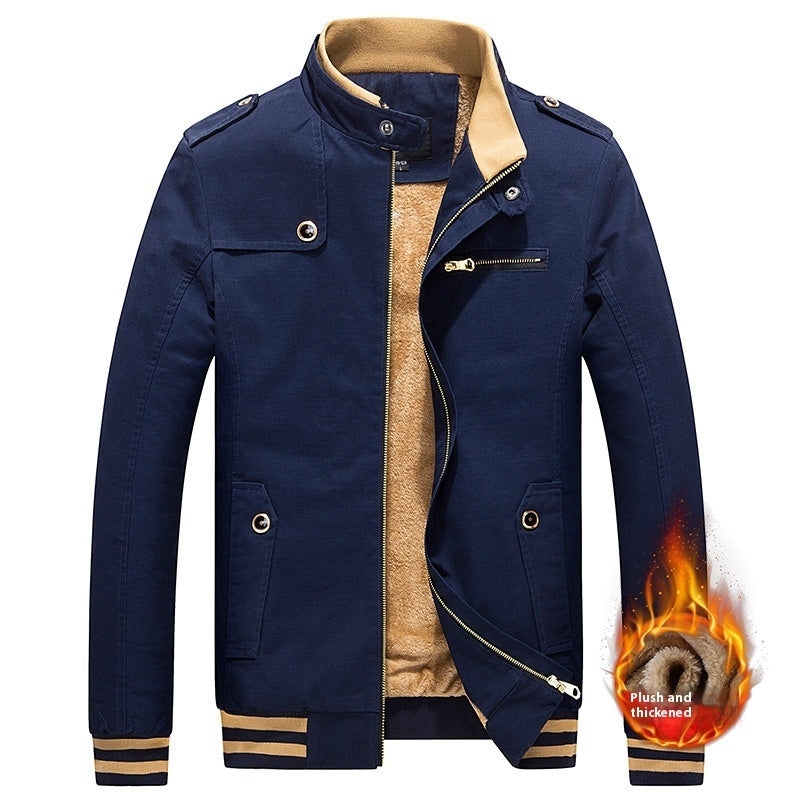 Men's Slim Fit Casual Stand Collar Fleece Padded Jacket apparels & accessories