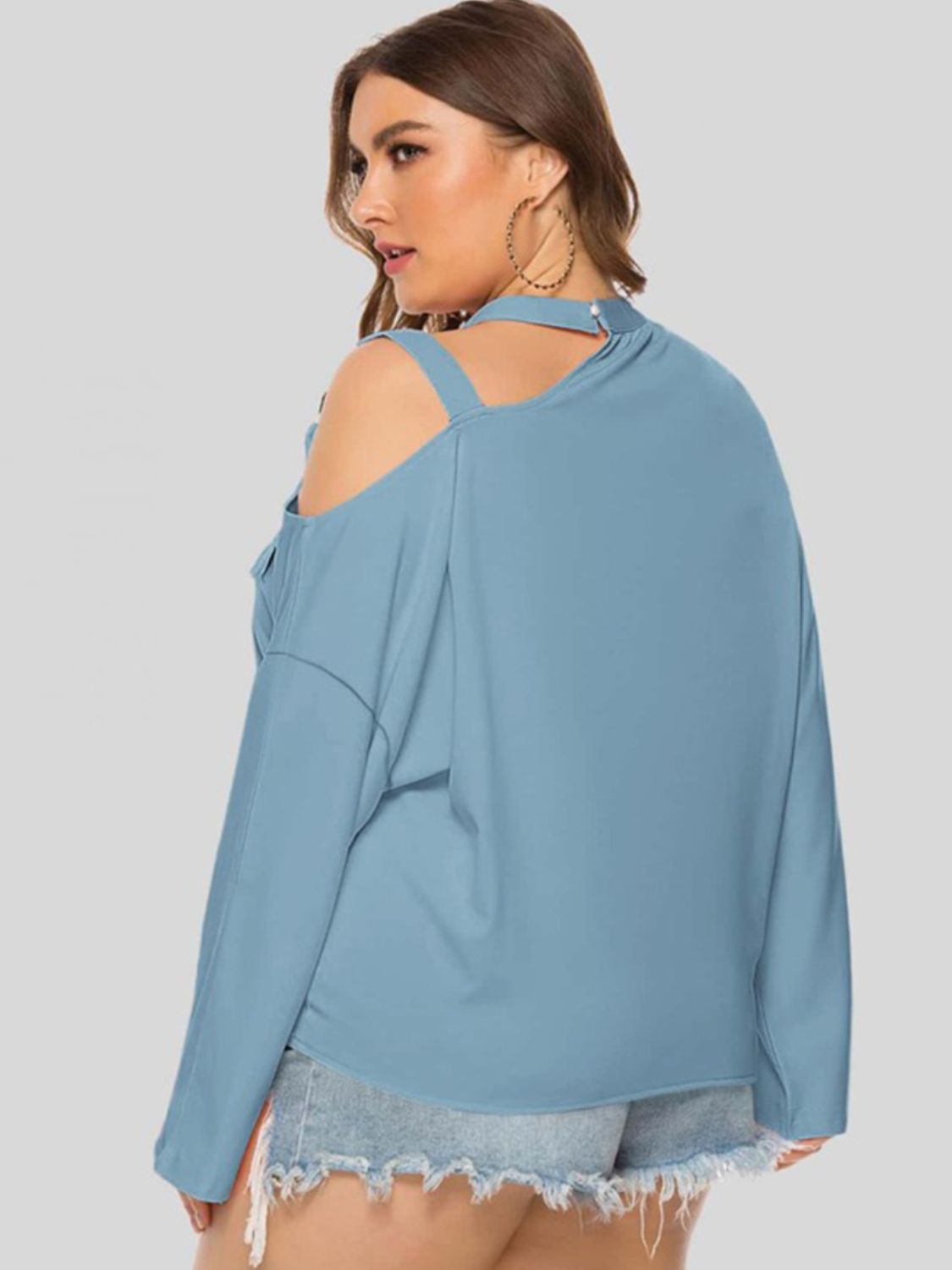 Plus Size Cold-Shoulder Tied Top apparel & accessories