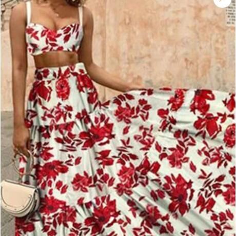 Two-piece Dress Summer Sexy Printed Vest And Skirt apparel & accessories